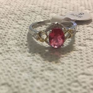 Beautiful Pink Topaz two toned ring, NWT